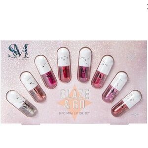 💨🪞SMOKE AND MIRRORS Glaze & Go 8 PC Mini Lip Oil Set - Pink and Red